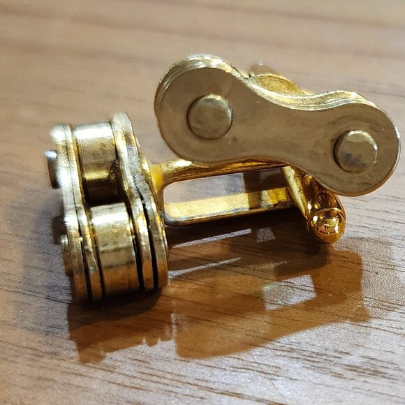 Gold Cufflinks made of Stainless Bike Bicycle chain in Gift Boxed Groomsmen's - Picture 6 of 10